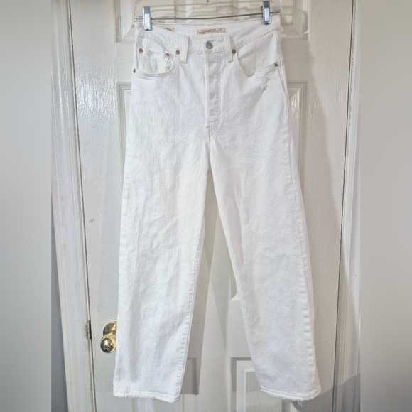Levis Ribcage Straight Ankle Jeans White Size 27 - Picture 3 of 9